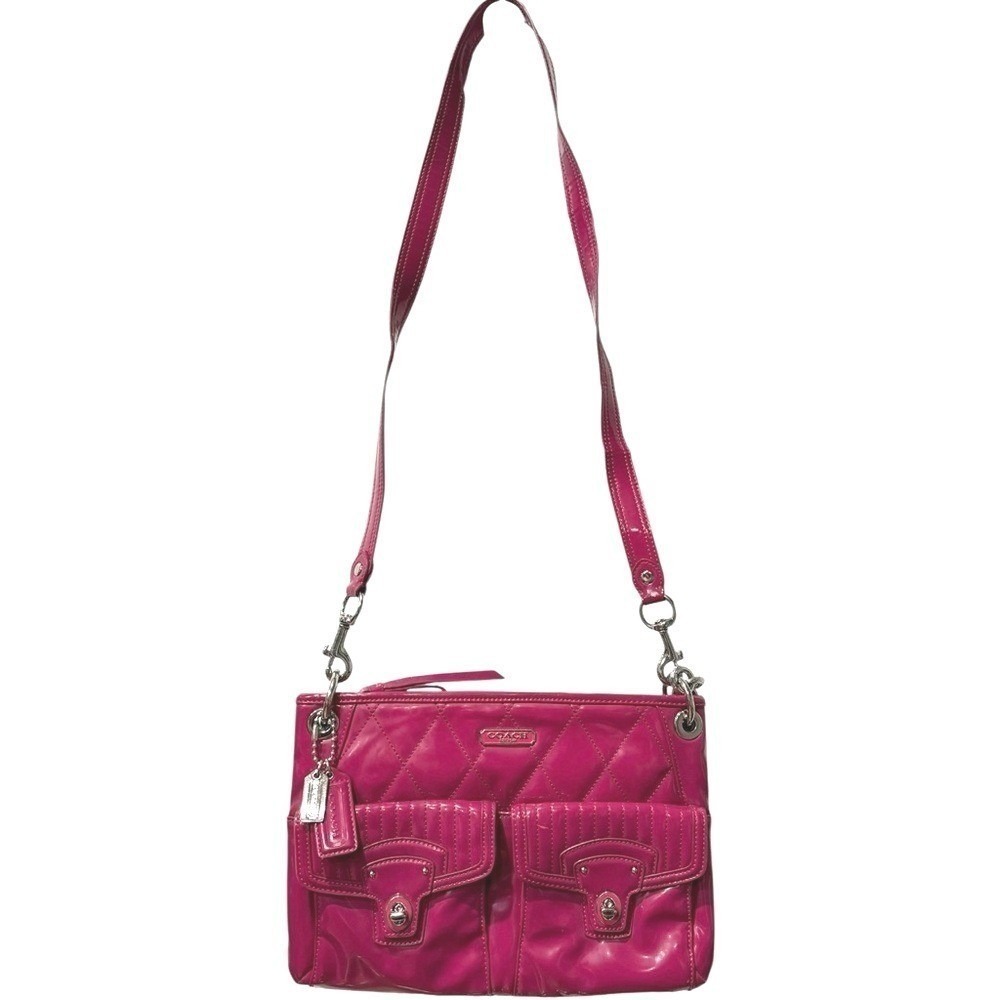 Coach Poppy Liquid Gloss Hot Pink Quilted Tote Crossbody Shoulder Bag Y2K - Picture 4 of 10